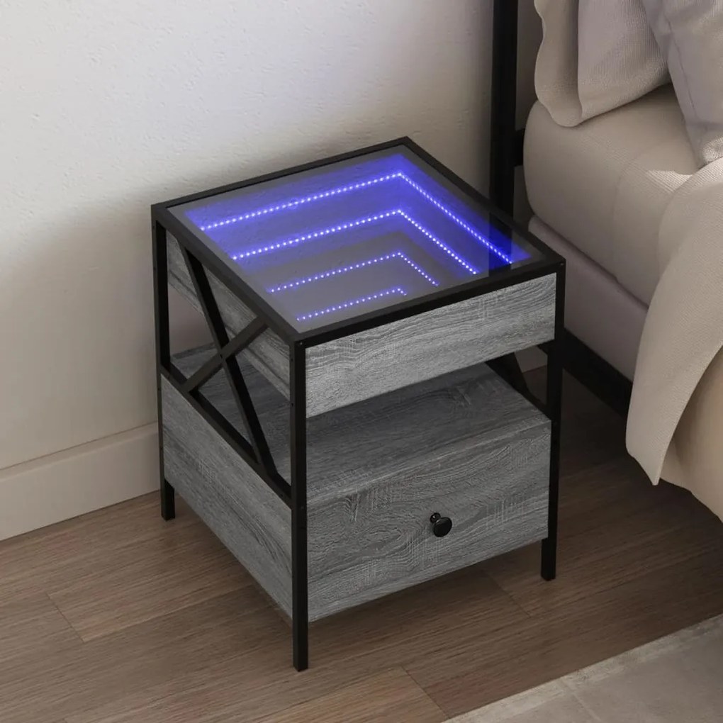 Comodino Con Led Infinity Grigio Sonoma 40x40x51 Cm /