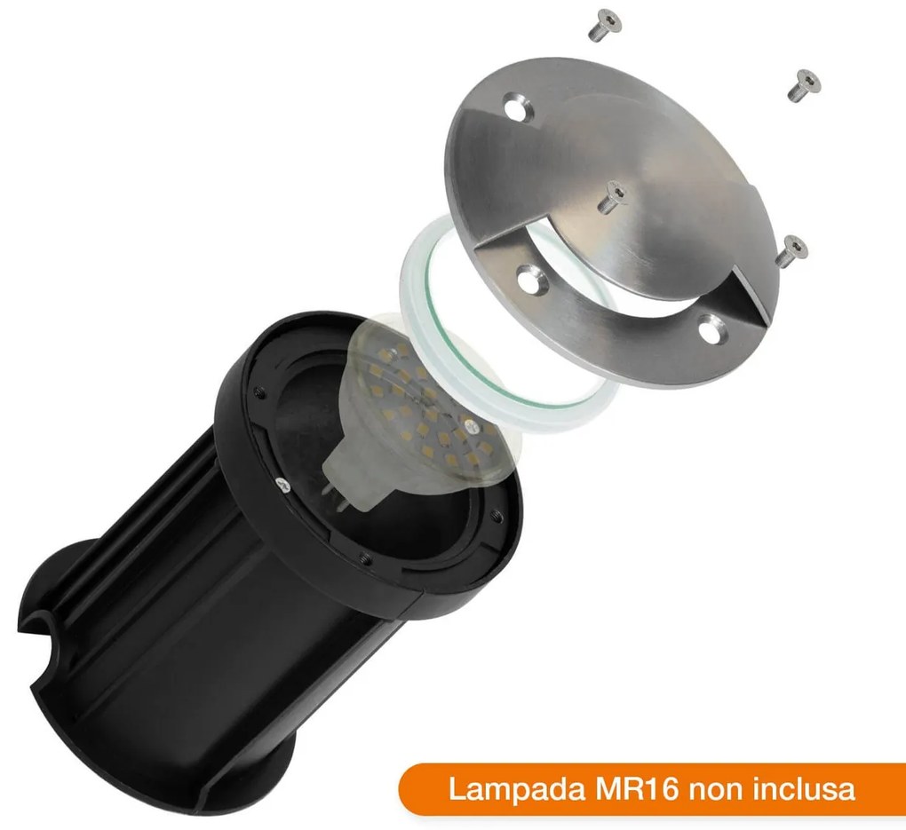 Faretto Carrabile Bidirezione MR16 IP67 Acciaio INOX 12/24V Inox