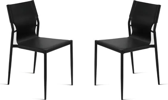 Sedia in simil cuoio Nero con struttura in metallo Nero SVEVA 2 sedie
