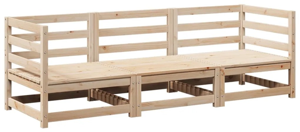 Set divani da giardino 3 pz in legno massello di pino