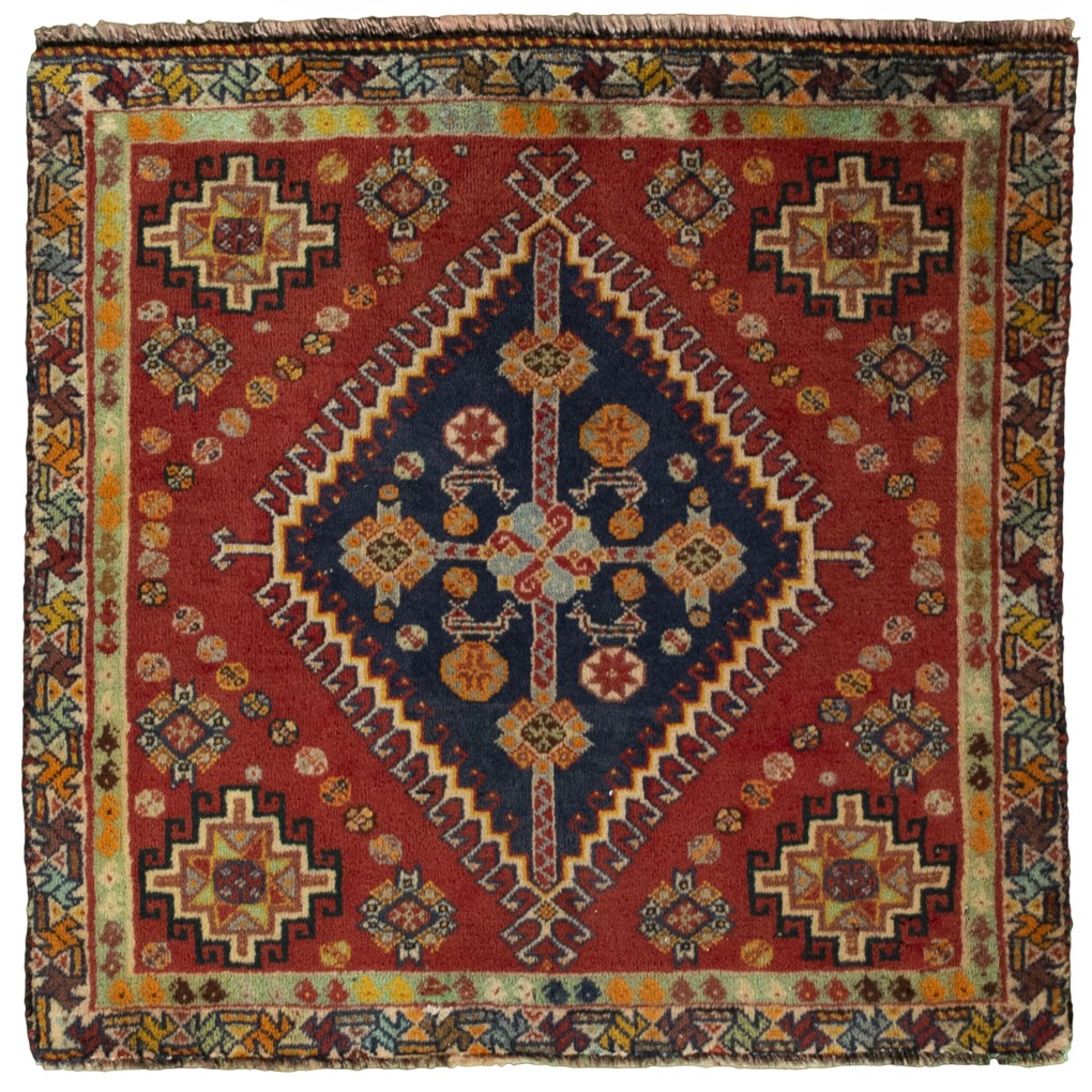 Shiraz Tappeto 60 x 60 Rosso (Iran) Annodato A Mano