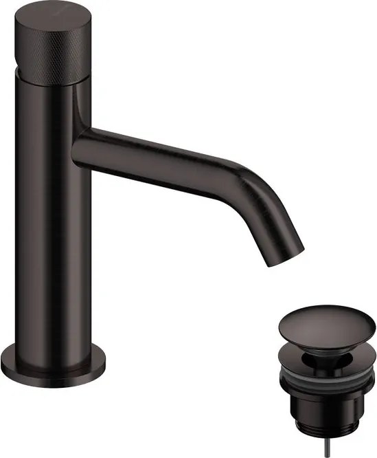 Rubinetto per lavabo a canna bassa getto laminare cristallino Loop K grigio spazzolato lucido SANYCCES