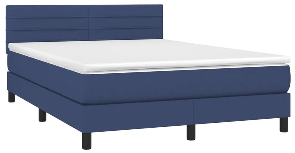 Letto a molle con materasso e led blu 140x190 cm in tessuto