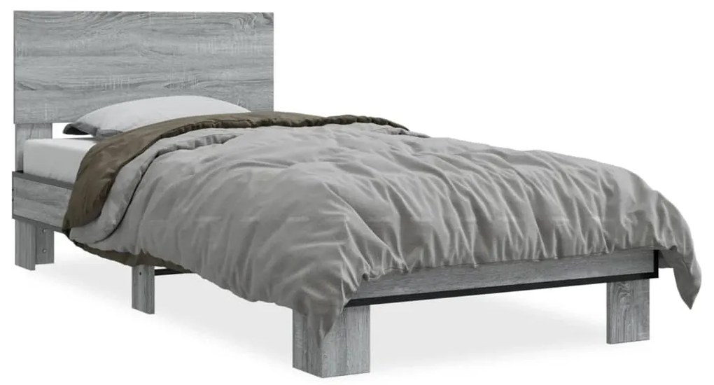 Giroletto grigio sonoma 90x190cm in legno multistrato e metallo