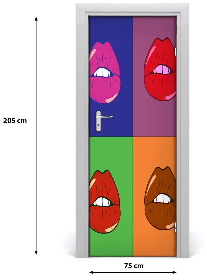 Adesivo per porta Labbra colorate 75x205 cm