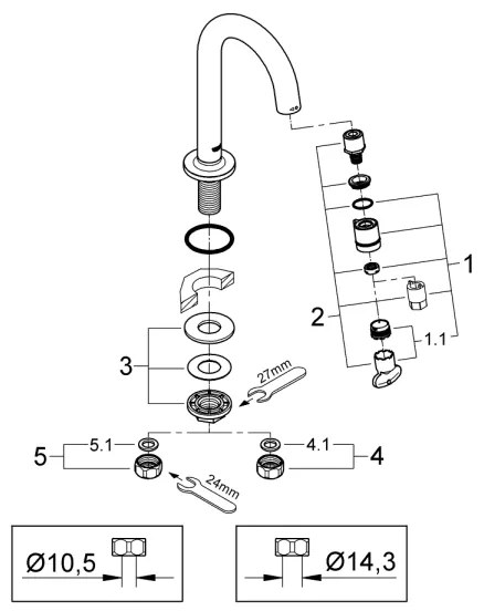 GROHE 20201000 - Valvola universale da incasso 113 mm, cromo lucido