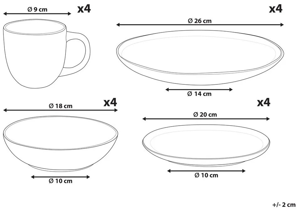 Servizio di piatti e posate 16 pezzi gres porcellanato COSTMARY Beliani
