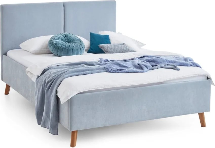Letto matrimoniale imbottito azzurro con rete inclusa 140x200 cm Piano – Meise Möbel