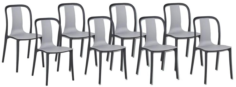Set di 8 sedie da giardino grigio e nero SPEZIA Beliani