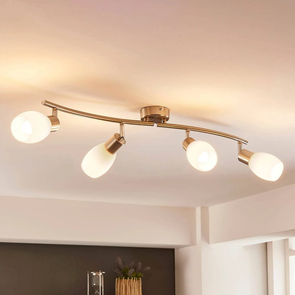 Lindby fatto Arda, 70 cm, a 4 luci, nichel, vetro, E14