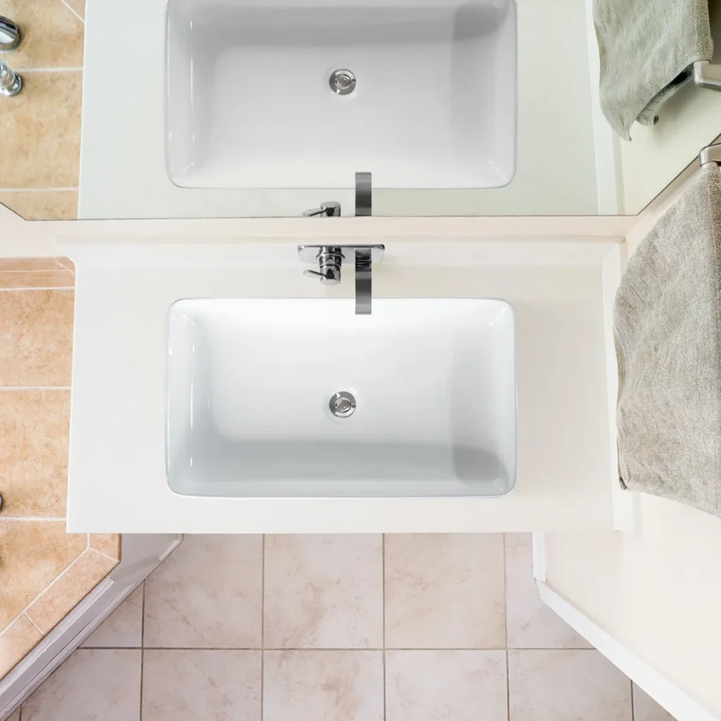 Costway Lavandino da bagno in porcellana con scarico a scomparsa, Lavandino  da bagno in ceramica 60x35cm Bianco