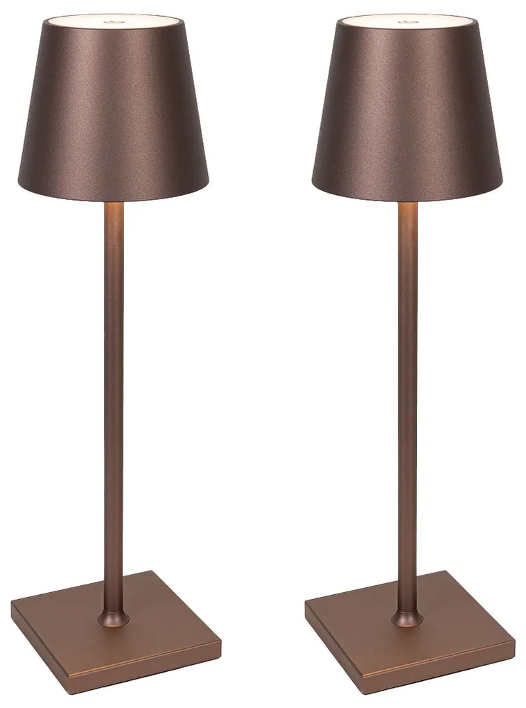 Set di 2 lampade da tavolo per esterni in bronzo con LED e dimmer ricaricabile - Janet