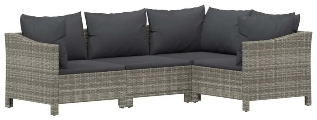 Set divani da giardino 7 pz con cuscini in polyrattan grigio