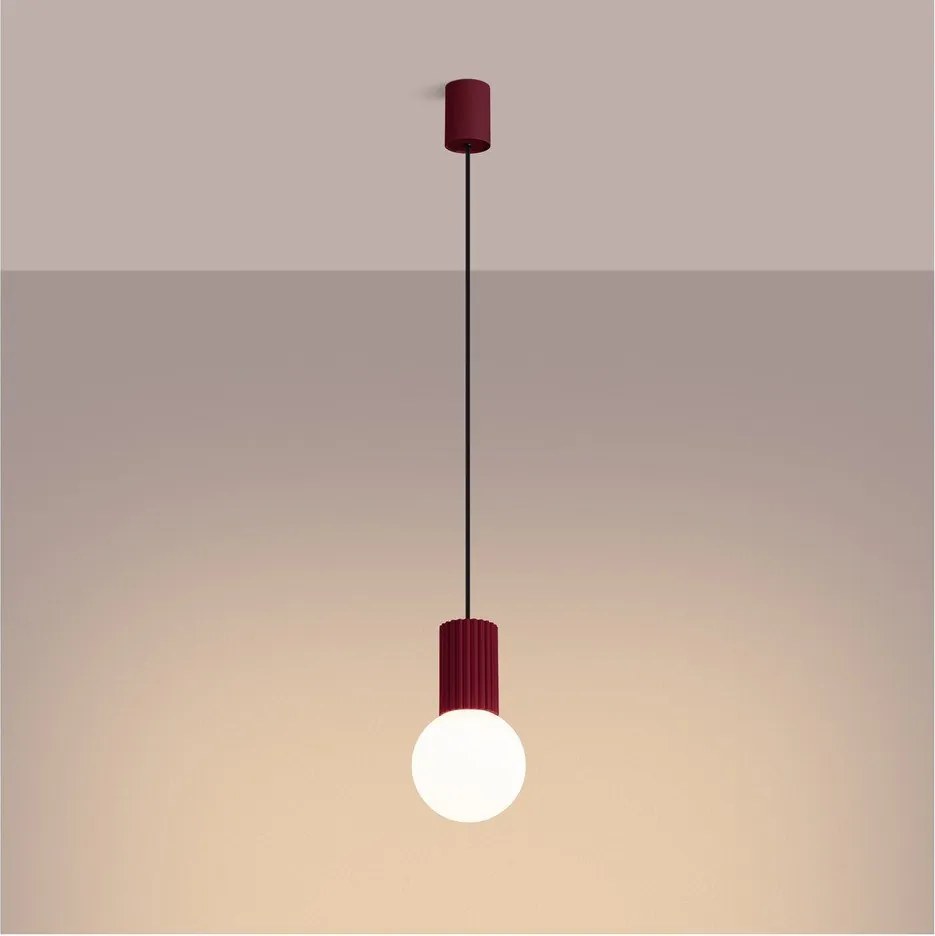 Lampadario burgundy con paralume in vetro ø 12 cm Orbital – Sollux