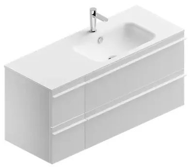 Mobile sottolavabo e lavabo Linea per doppia vasca bianco opaco in truciolare L 120 x H 55 x P 46 cm 4 cassetti