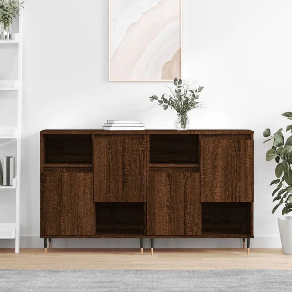 Credenze 2 Pz Rovere Marrone İn Legno Multistrato /