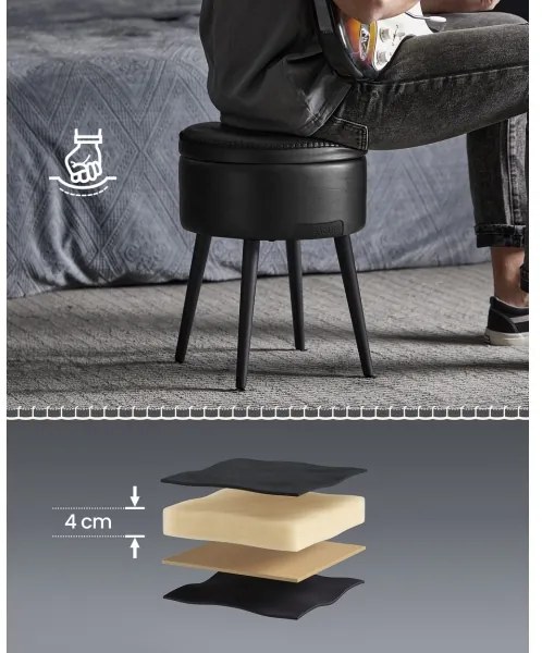 Sgabello in pelle CORE nero