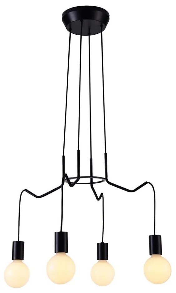 Lampadario a sospensione con filo BASSO 4xE27/40W/230V nero