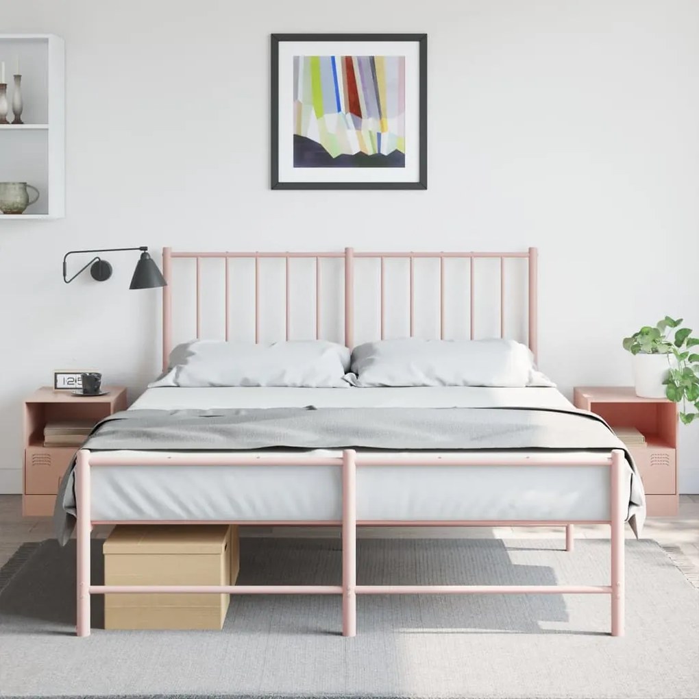 Comodini 2 Pz Rosa 34,5x39x44 Cm İn Acciaio /