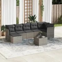 Set Divano da Giardino 8 pz con Cuscini Grigio in Polyrattan 3249819