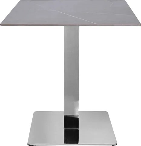 Tavolo bar ristorante 70x70 cm piano per esterno effetto Cemento e base argento H 75