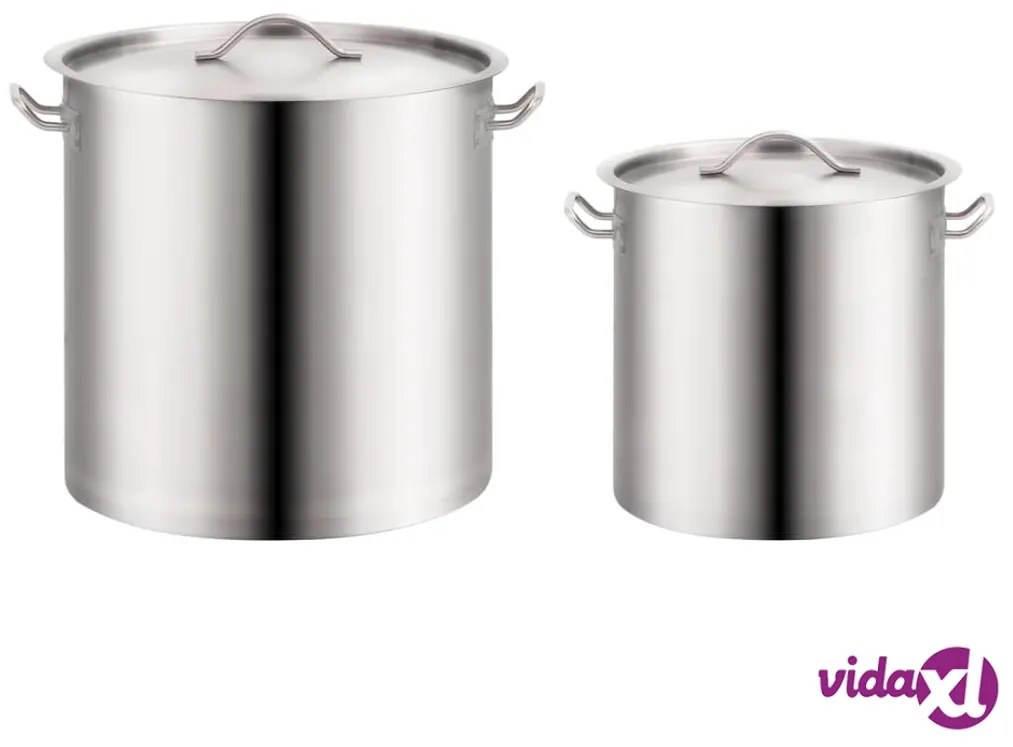 vidaXL Set di Pentole 2 pz 71/36 L in Acciaio Inossidabile