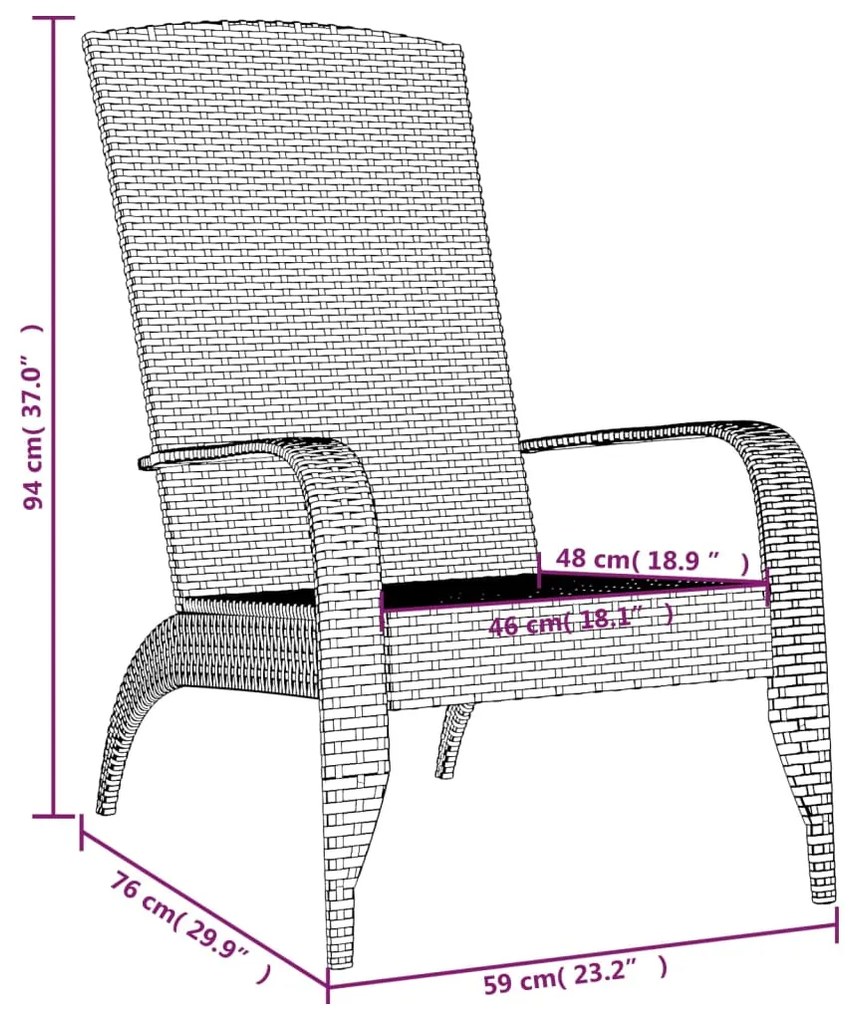 Sedia Adirondack da Giardino Grigia in Polyrattan