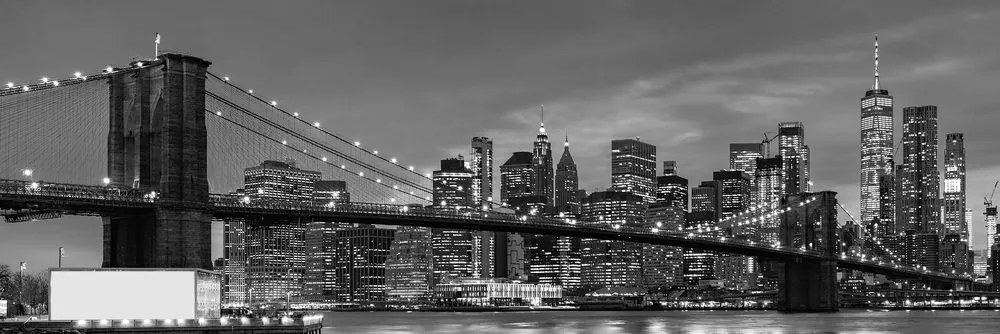 Quadro su tela – Ponte di Brooklyn incantevole in bianco e nero