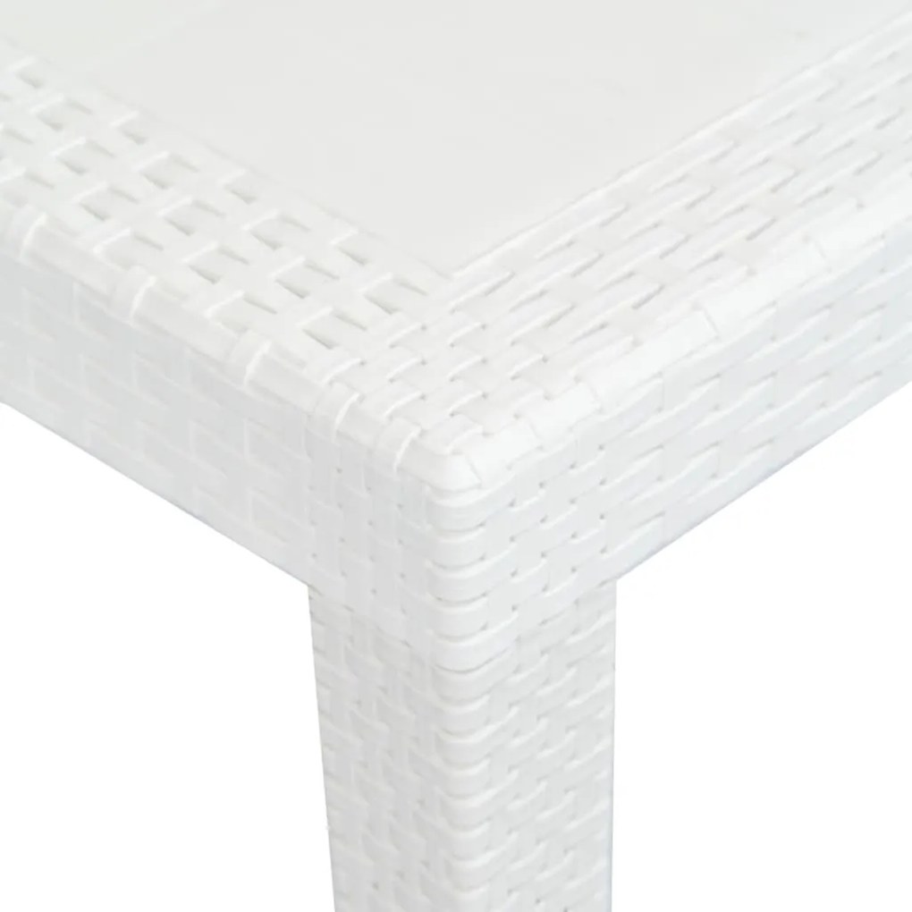 Tavolo da Giardino Bianco 150x90x72 cm in Plastica Stile Rattan