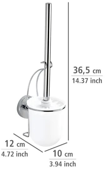 WENKO 20898100-WC spazzola WC VACUUM-LOC MILAZZO 10x34 cm acciaio inox/cromo lucido/bianco