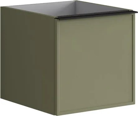 Cassettiera Pixel con 2 cassetti (1 interno) frontale Frame   laccato opaco verde salvia e maniglia alluminio nero opaco L.40 H.40 P.45,5 cm.