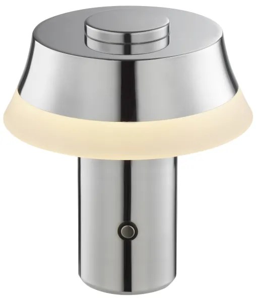 Brilliant - Lampada da tavolo LED KINICH, dimmerabile e ricaricabile, con controllo touch, LED 2,5W/5V 2700K cromo lucido