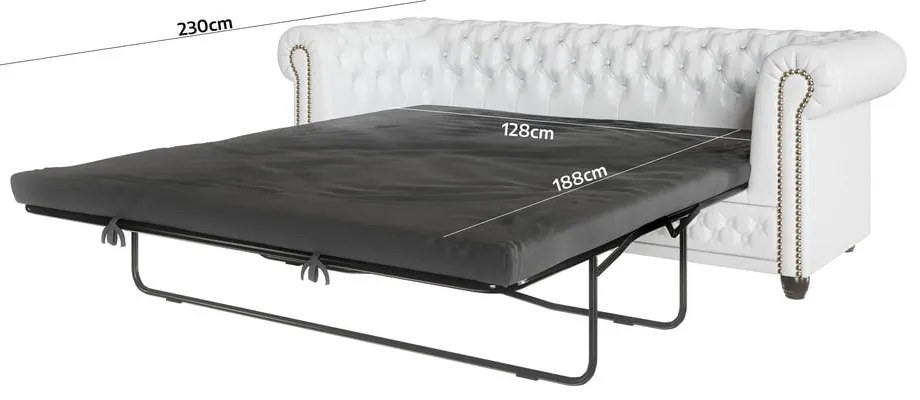 Divano letto bianco in similpelle 203 cm York - Ropez