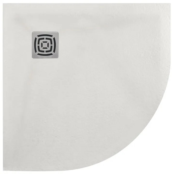 Piatto doccia in resina semicircolare FS25 bianco L 90 x L 90 x H 3 cm effetto pietra