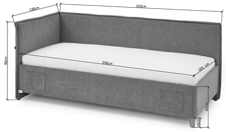 Letto da bambini con sponde blu scuro imbottito rete non inclusa 120x200 cm Fun – Meise Möbel