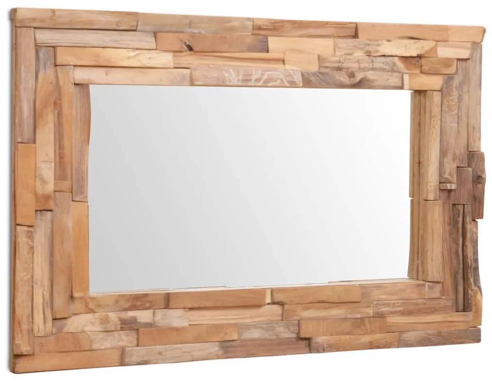 Specchio Decorativo in Legno di Teak 90x60 cm Rettangolare