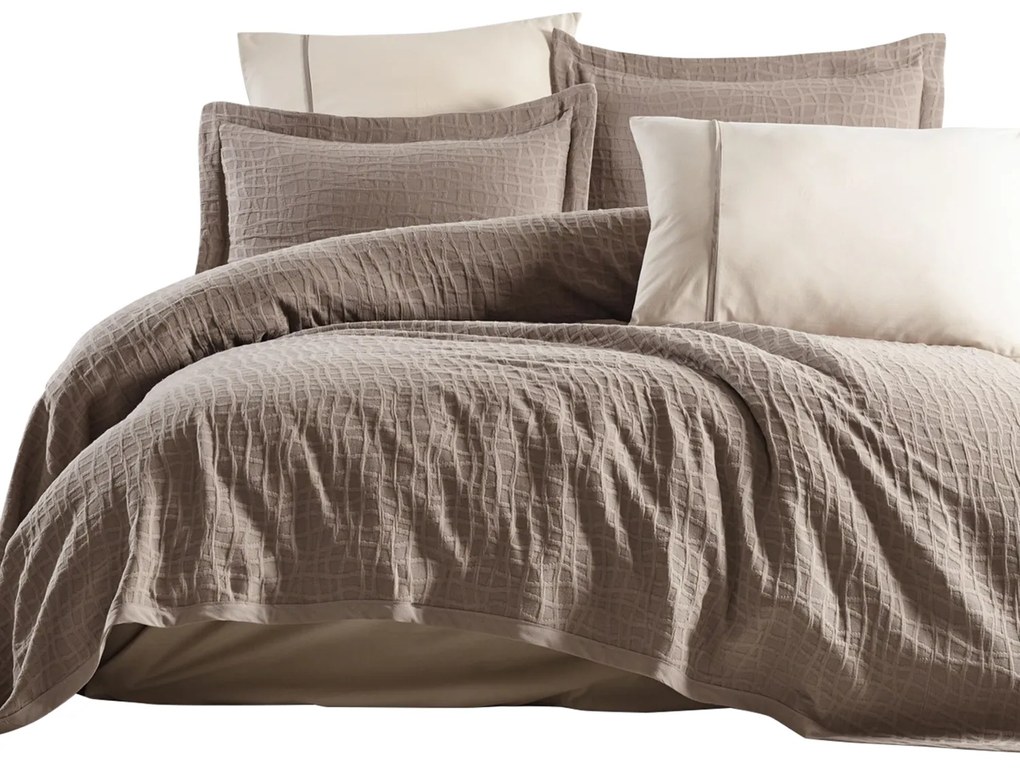 Copriletto matrimoniale con lenzuolo e federe beige Tarte