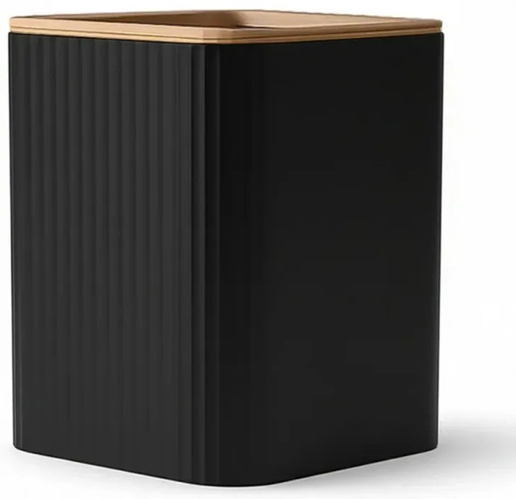 Set accessori bagno nero in plastica e bambù 5 pezzi – Show