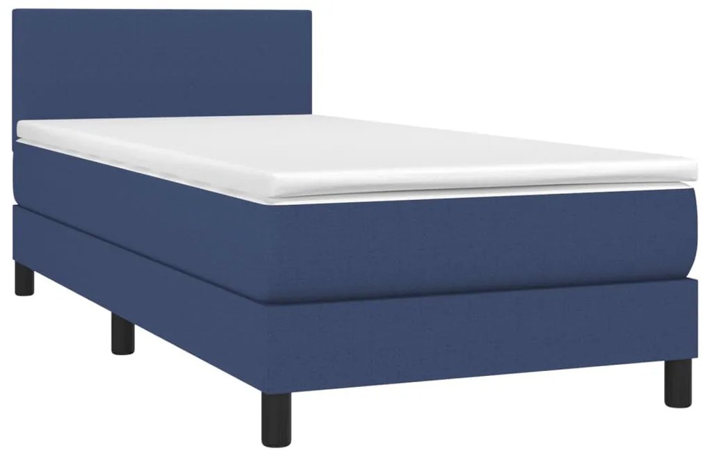 Letto a molle con materasso e led blu 90x190 cm in tessuto