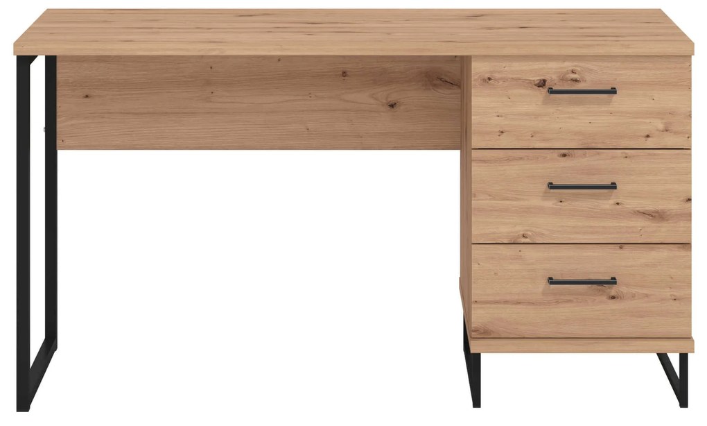 DODO - scrivania moderna con 3 cassetti colore rovere