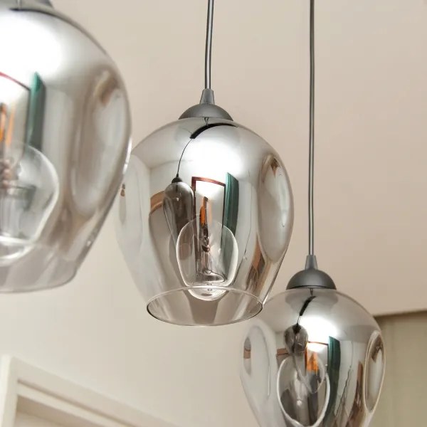 Lampadario a sospensione con filo LILI 3xE27/15W/230V nero/grigio