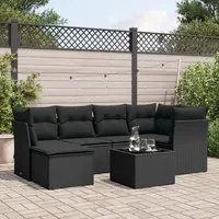 Set Divani da Giardino con Cuscini 7pz Nero Polyrattan 3217955