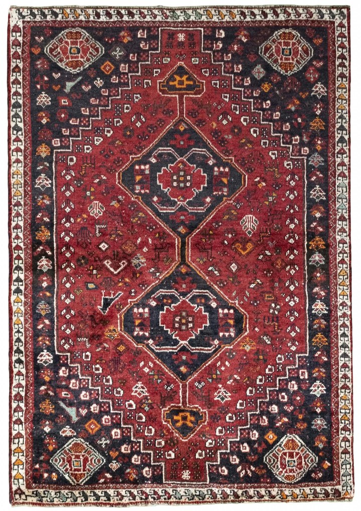 Tappeto 110x160 Rosso (Iran) Annodato A Mano