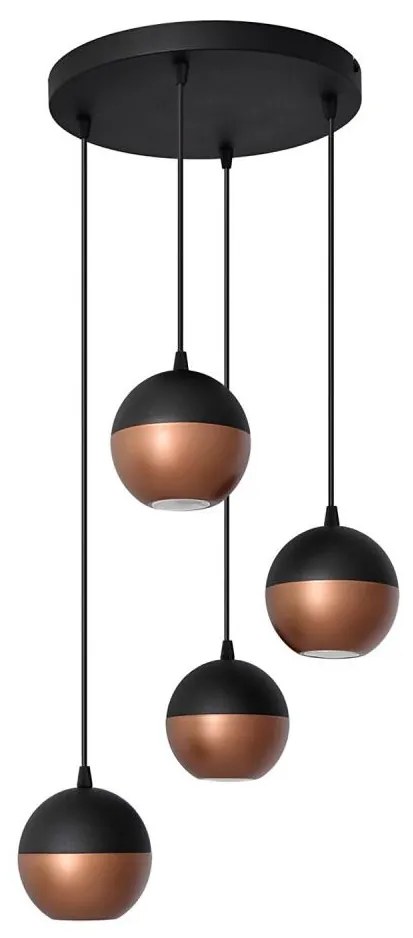 Lampadario LED a sospensione con filo MIDWAY 4xGU10/4,8W/230V nero/rame