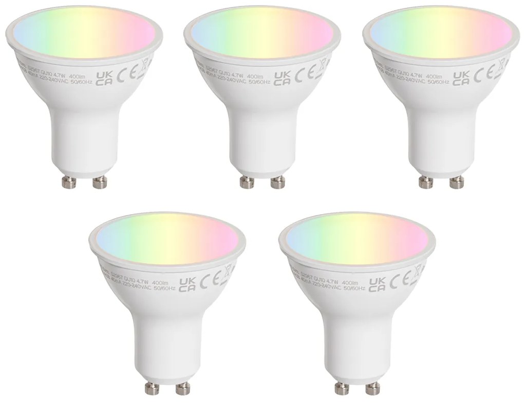 Set di 5 Lampadine LED GU10 50mm Chiare 4.7W 400 lm 2200-2400K
