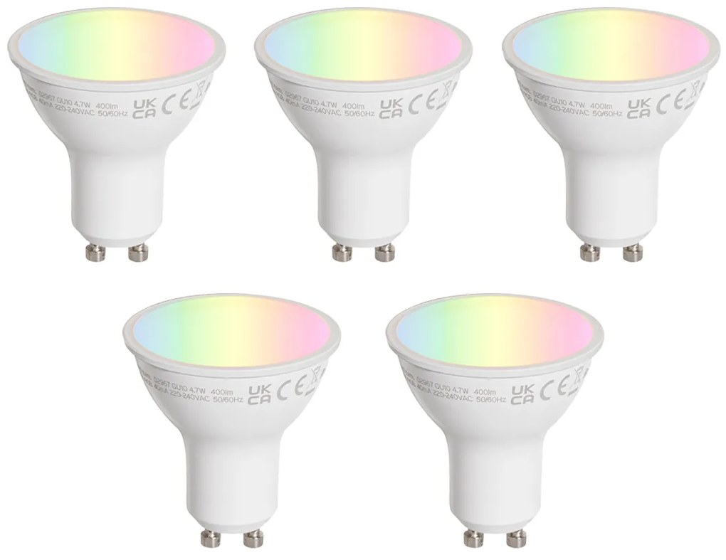Set van 5 GU10 50mm LED lampen helder 4.7W 400 lm 2200-2400K