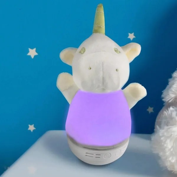 Lampada notturna LED RGB per bambini con melodia, 3xAAA/5V, unicorno