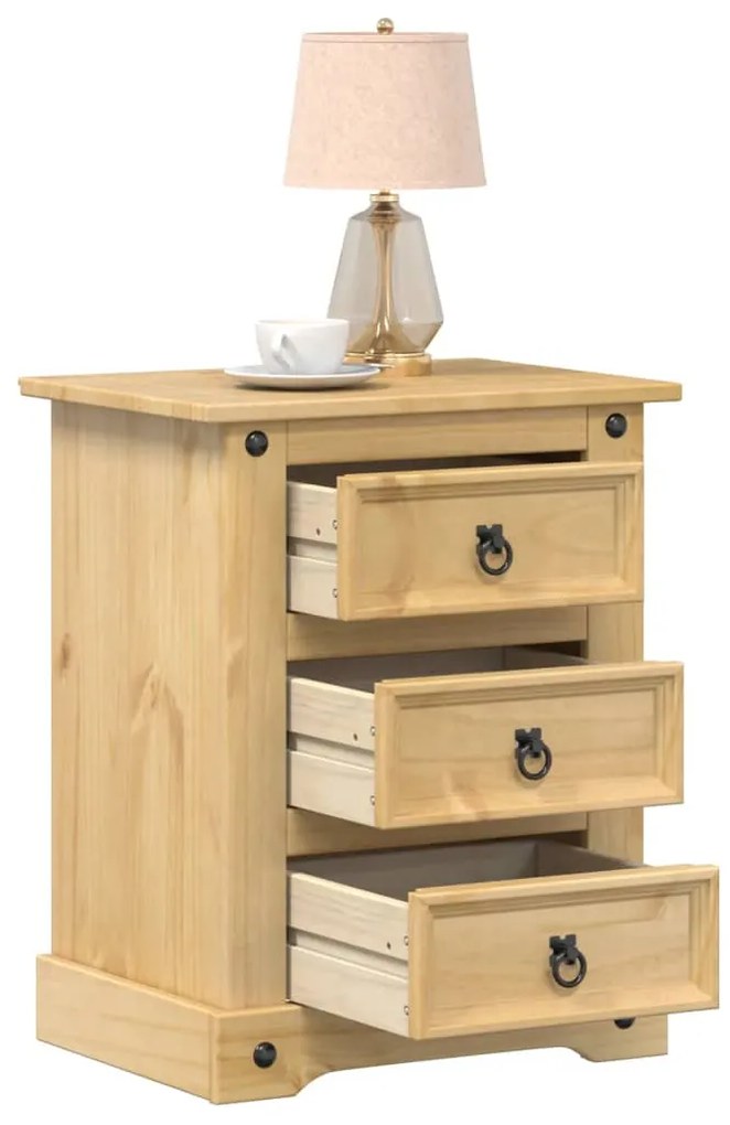 Comodino Corona 53x39x66 Cm İn Legno Massello Di Pino /
