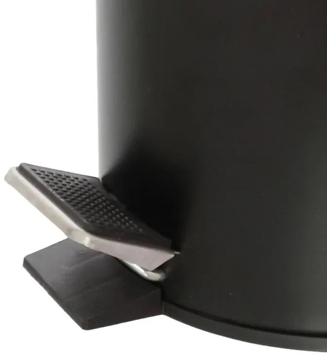 Set accessori bagno scopino e pattumiera nero in acciaio e bambù Haiti