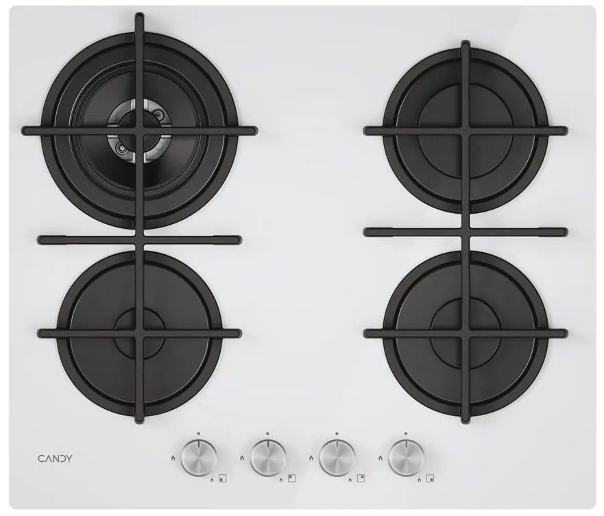 Piano cottura 4 fuochi CVG6BR4WTW VETRO WH CANDY bianco